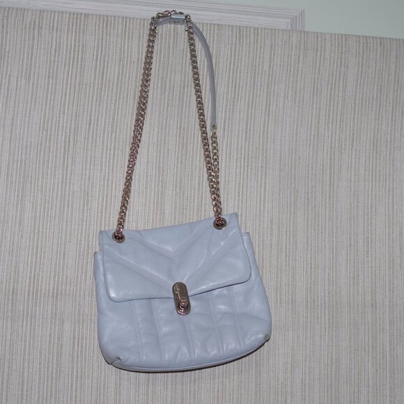 TED BAKER Leather AYALINA Quilted Puffer Small Shoulder blue gray crossbody Bag - Picture 3 of 10